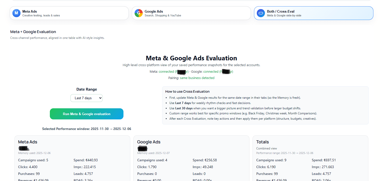 Ταυτόχρονη αξιολόγηση Meta + Google